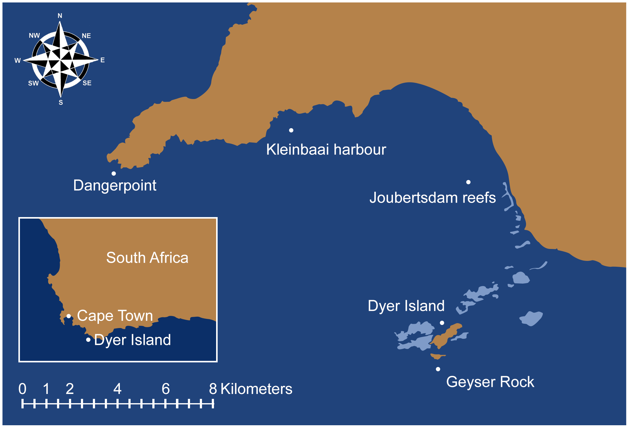 Area map of shark behaviour